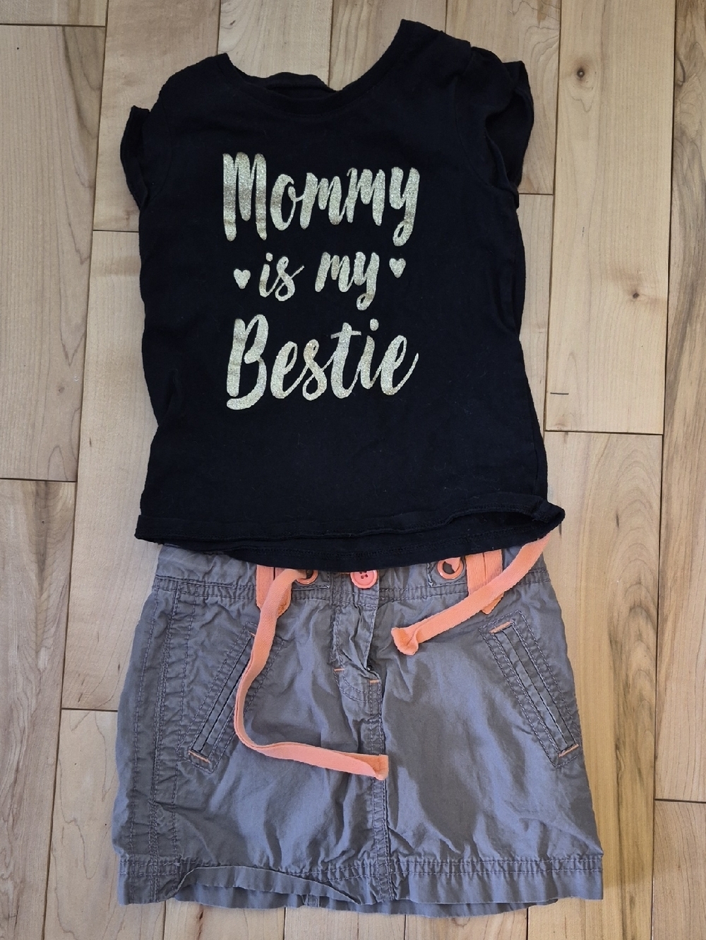 Girls Size 4 The Children's Place Black Tee & Brown Skirt